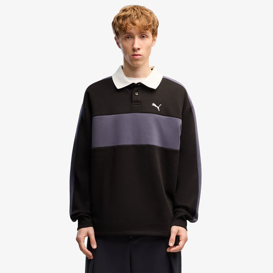 Puma T7 Relaxed Polo Crew Erkek Siyah Sweatshirt