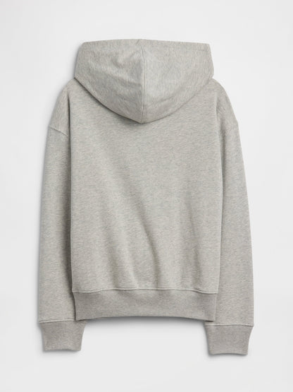 Gri Kids Rahat Fransız Havlu Kumaş Fermuarlı Sweatshirt