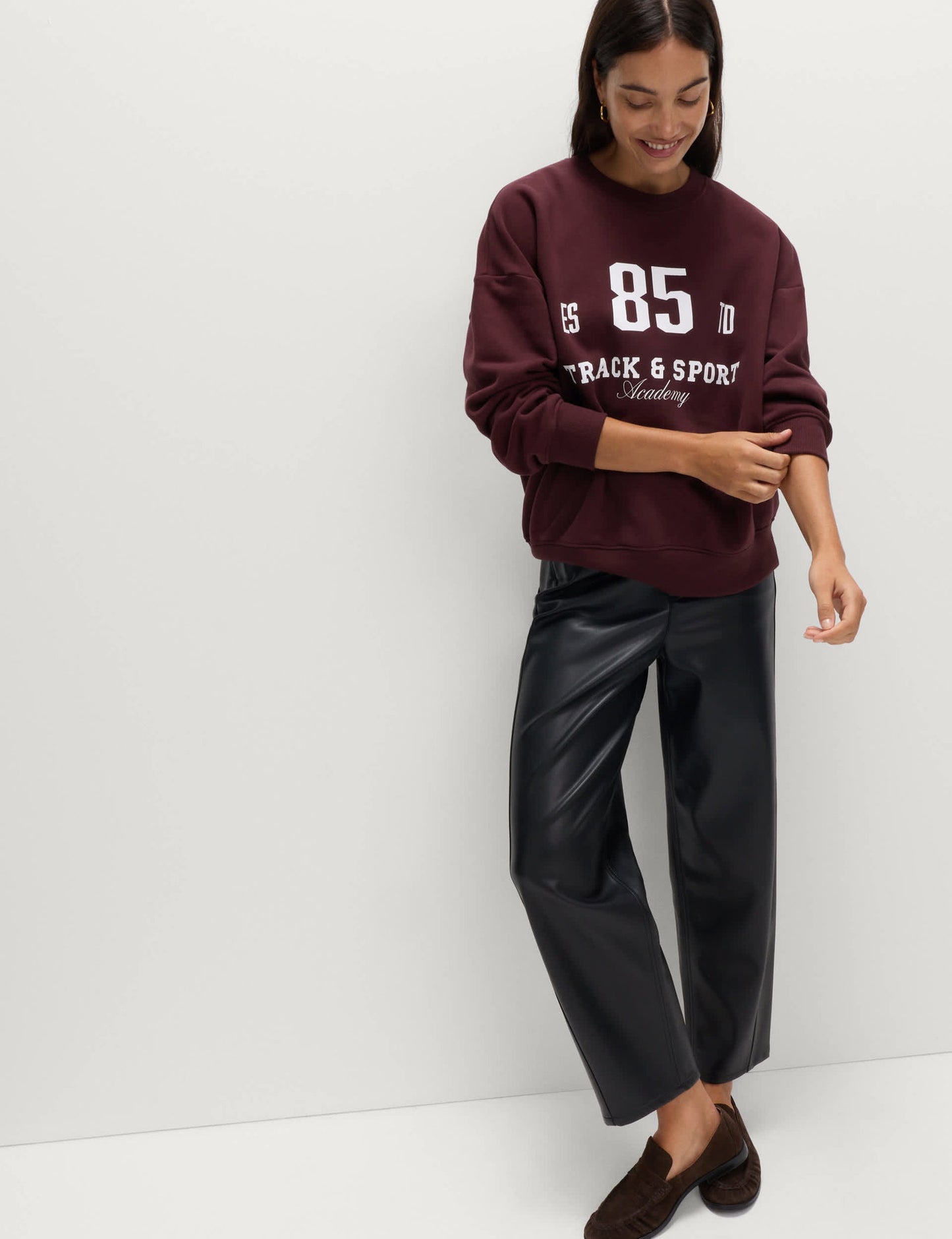 Pamuk Karışımlı Sloganlı Yuvarlak Yaka Sweatshirt