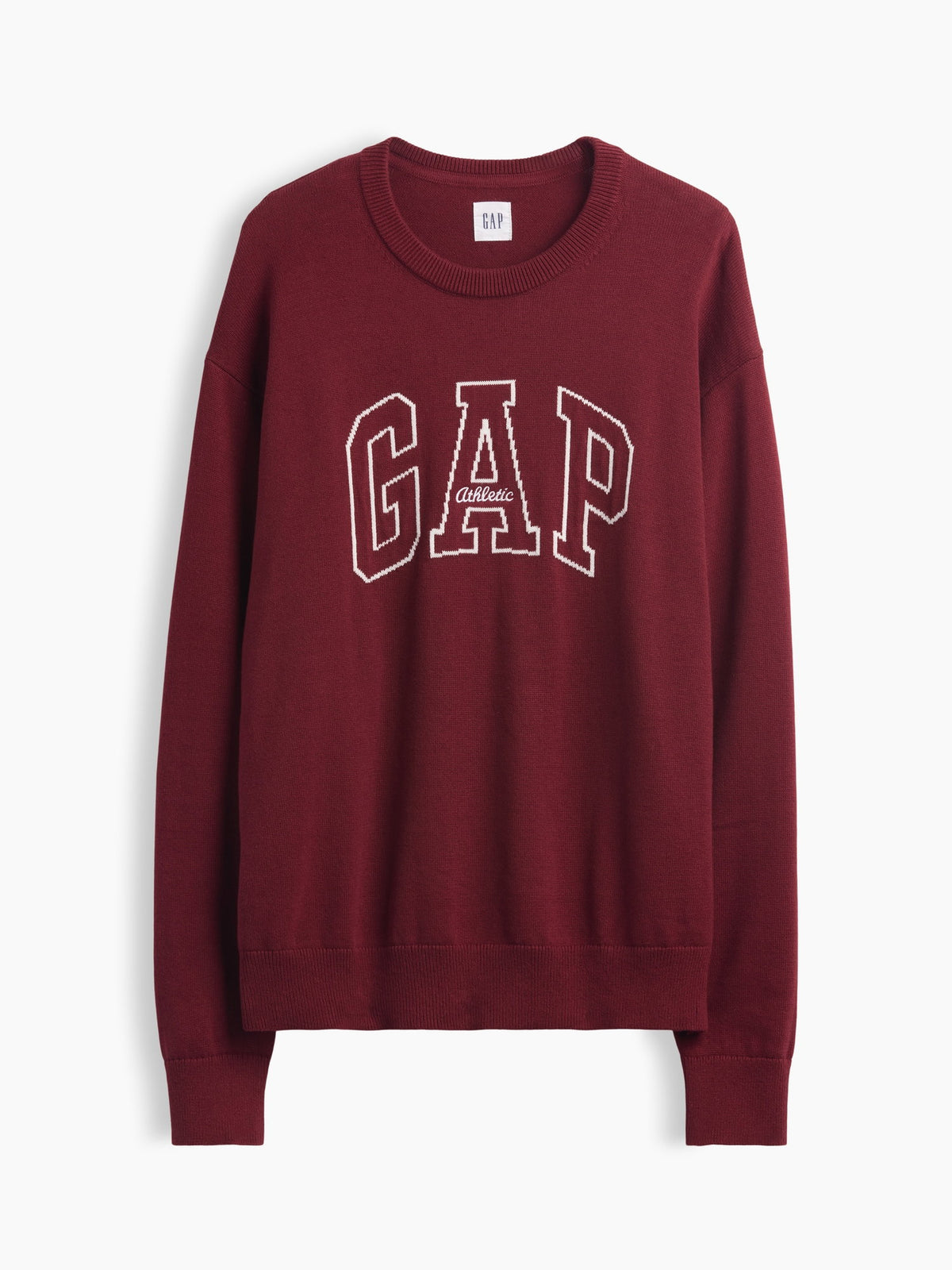 Koyu Kırmızı Relaxed Gap Logo Intarsia Kazak