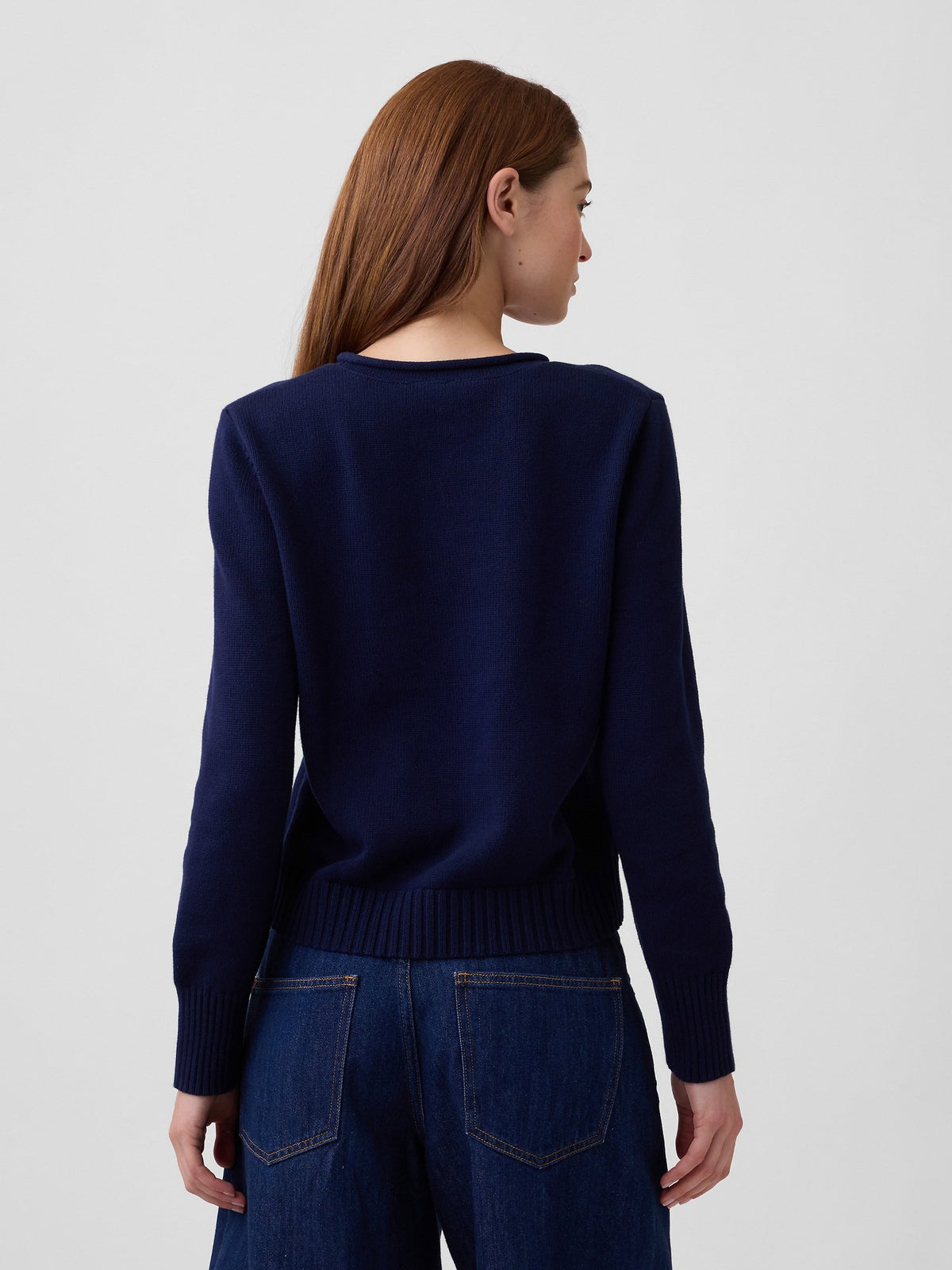 Lacivert Rollneck Intarsia Kazak