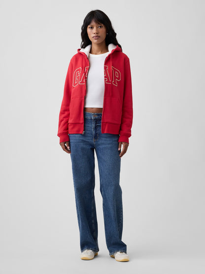 Kırmızı Relaxed Gap Logo Sherpa-astarlı Fermuarlı Sweatshirt