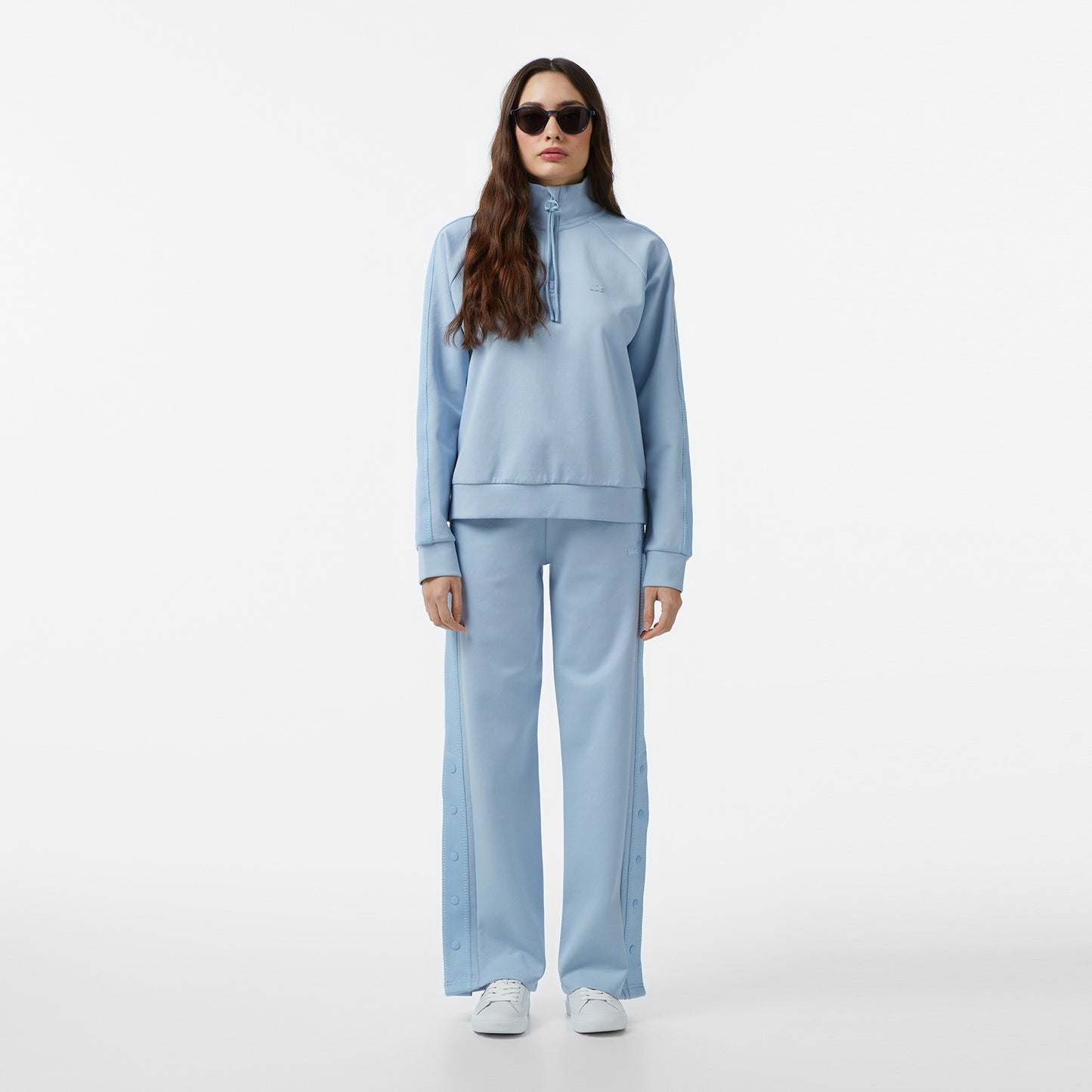 Lacoste Kadın Loose Fit Dik Yaka Mavi Sweatshirt