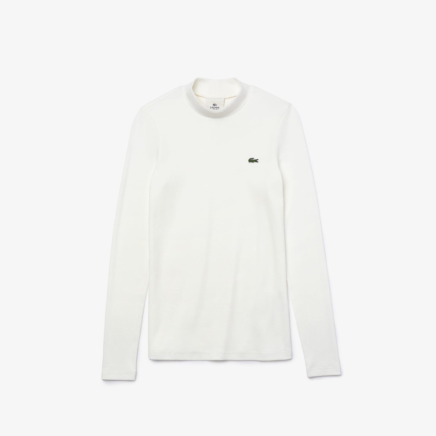 Lacoste Kadın Slim Fit Uzun Kollu Bisiklet Yaka Beyaz T-shirt