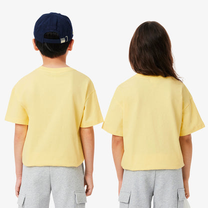 Lacoste Çocuk Bisiklet Yaka Baskılı Sarı T-shirt