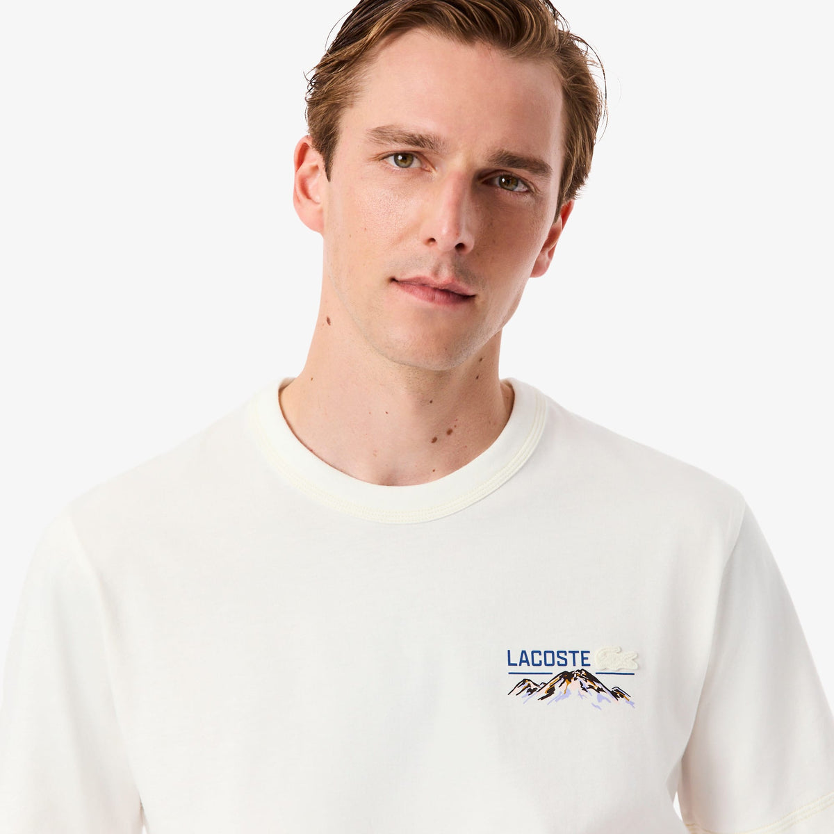 Lacoste Erkek Classic Fit Bisiklet Yaka Beyaz T-shirt
