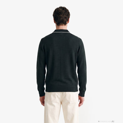 Lacoste Erkek Regular Fit Yarım Fermuarlı Yün Koyu Yeşil Kazak