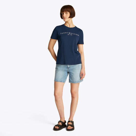 Tommy Hilfiger Corp Logo Kadın Lacivert T-shirt