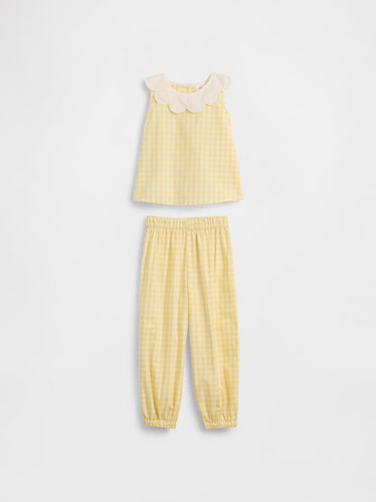 Sarı Poplin Two-piece Outfit Set