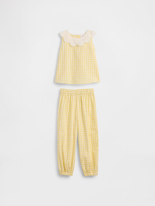Sarı Poplin Two-piece Outfit Set