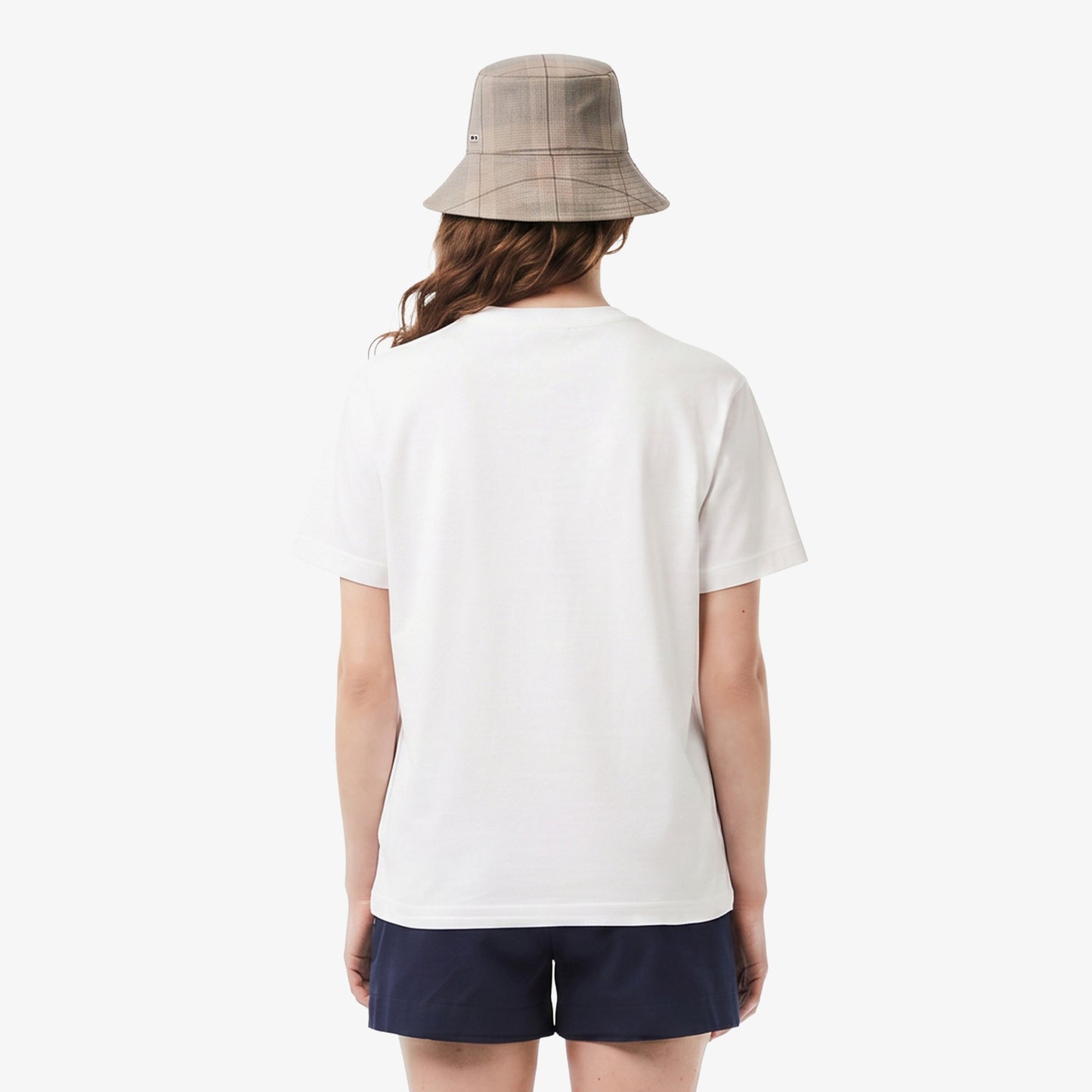 Lacoste Loose Fit V Yaka Kadın Krem T-shirt
