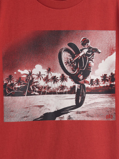 Kırmızı Grafik Baskılı T-shirt