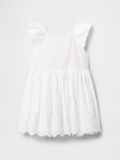 Beyaz Broderie Detaylı Elbise