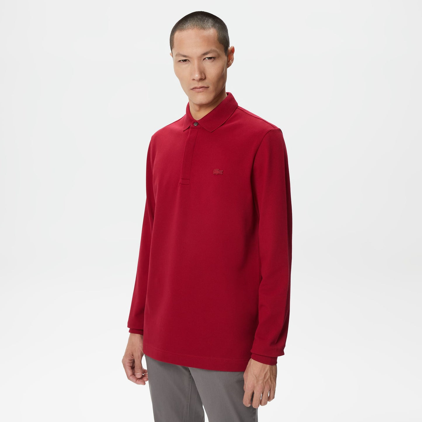 Lacoste Paris Erkek Regular Fit Uzun Kollu Bordo Polo