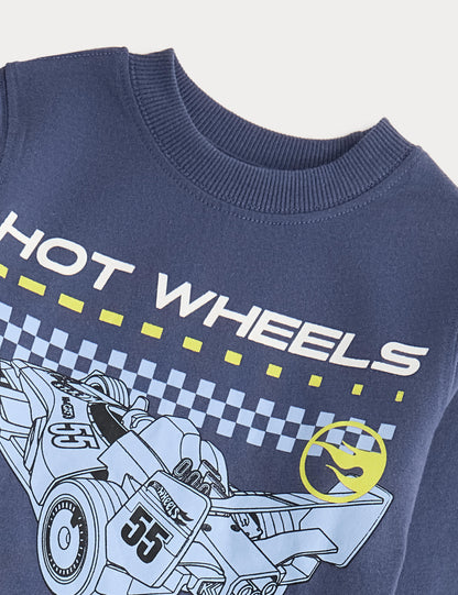 Hot Wheels™ Baskılı Saf Pamuklu Pijama Takımı