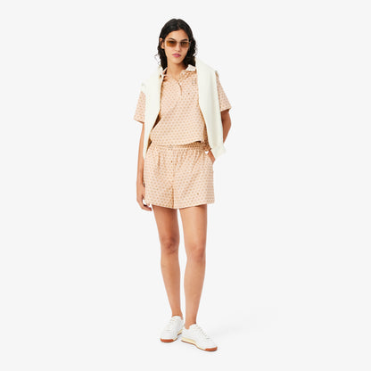 Lacoste Kadın Oversize Fit Desenli Pembe Şort