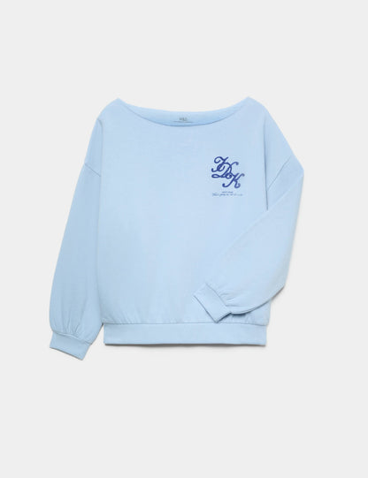 Bol Kesim Baskılı Sweatshirt