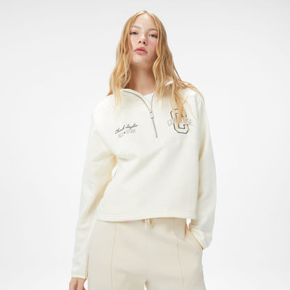 Converse Classic Kadın Yarım Fermuarlı Krem Sweatshirt
