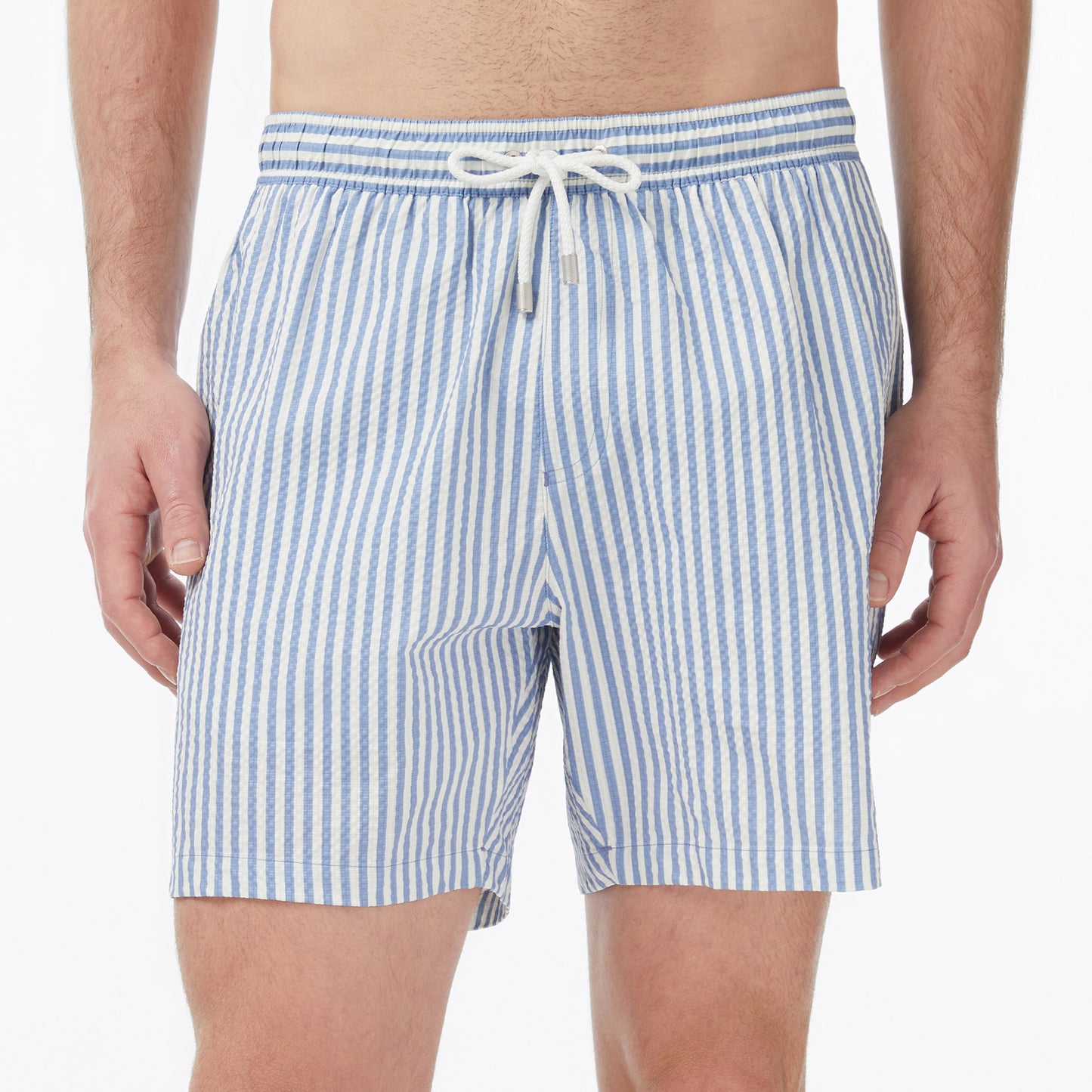 Nautica Erkek Mavi Regular Fit Çizgili Deniz Şortu