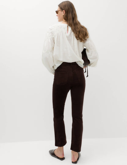 Yüksek Belli Fitilli Cropped Flare Pantolon