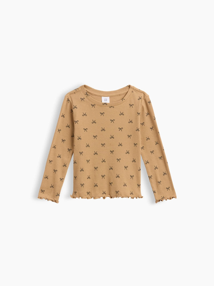 Kahverengi Fitilli Bisiklet Yaka T-shirt