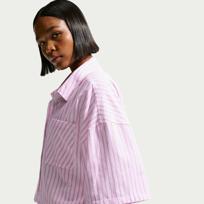 Nike Offline Woven Poplin Stripe Kadın Mor T-shirt