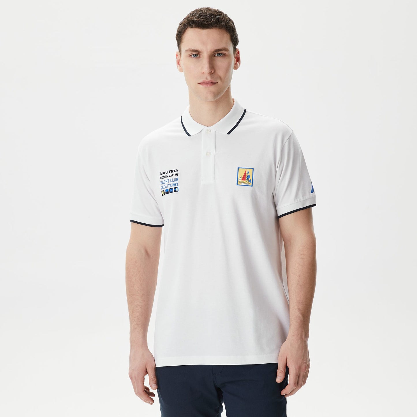 Nautica Erkek Beyaz Classic Fit Polo Yaka T-shirt