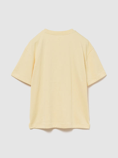 Sarı Relaxed Fransız Havlu Kumaş Grafik Baskılı T-shirt