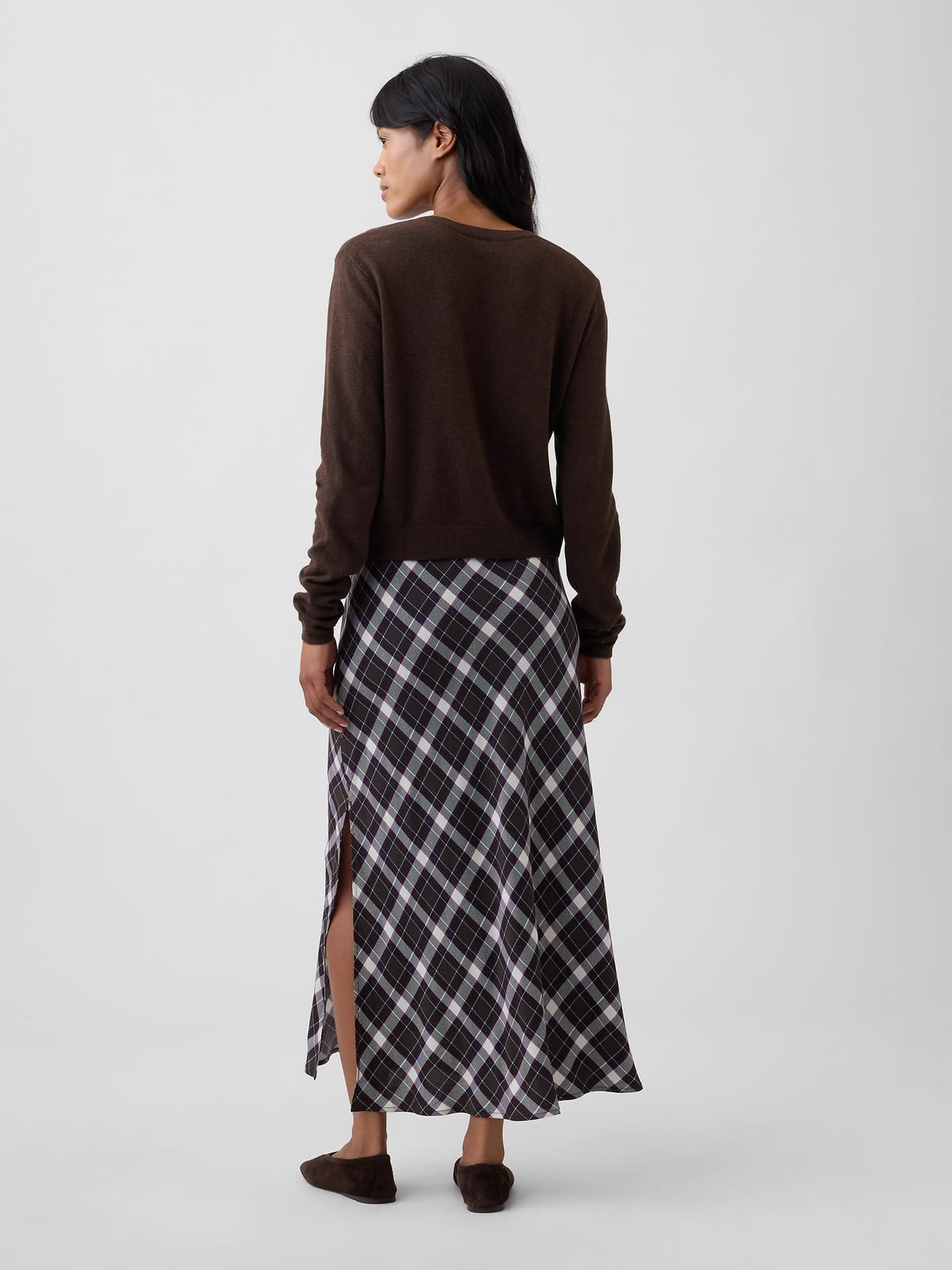 Koyu Kahverengi Pull-on Maxi Etek