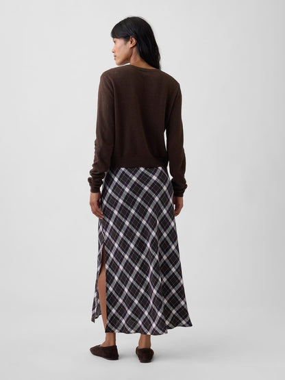 Koyu Kahverengi Pull-on Maxi Etek