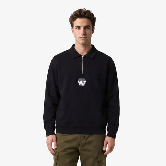 Huf Big Block 1/4 French Terry Zip Erkek Siyah Ceket