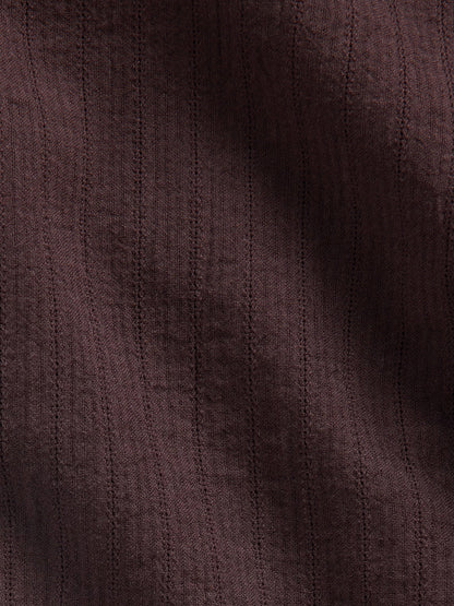 Kahverengi Textured Dobby Fitted Gömlek