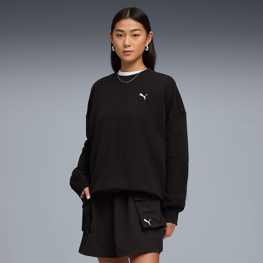 Puma Wardrobe Essentials Crew Kadın Siyah Sweatshirt
