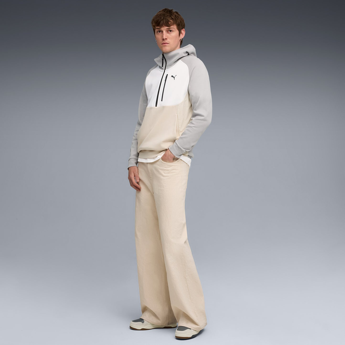 Puma Tech Half Zip Erkek Krem/gri Sweatshirt