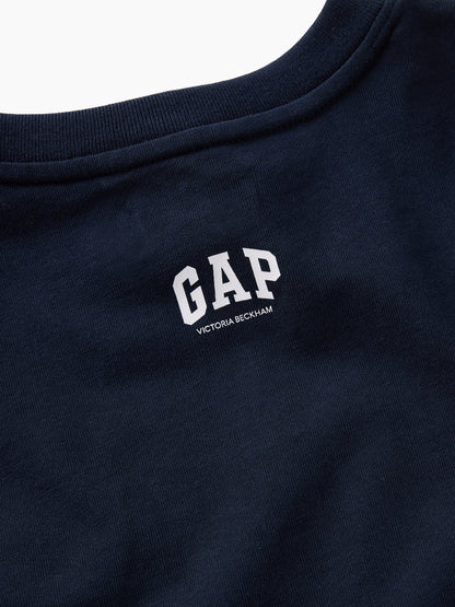 Lacivert Gap × Victoria Beckham Organik Pamuk Logo Crop T-shirt
