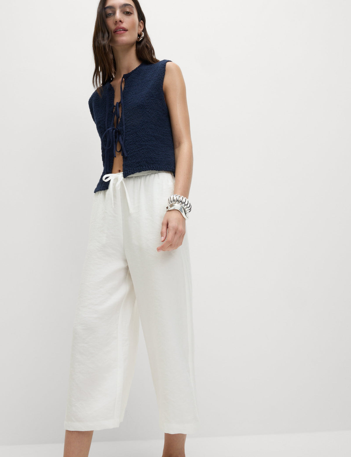 Lyocell Wide Leg Crop Pantolon