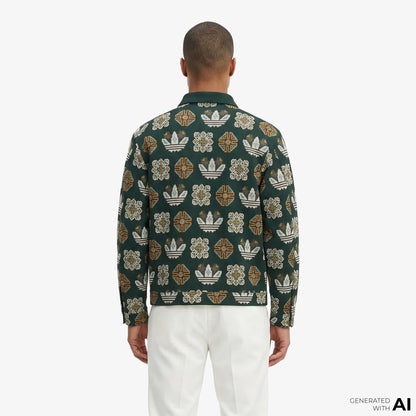 Adidas Monogram Allover Print Loose Yeşil Ceket