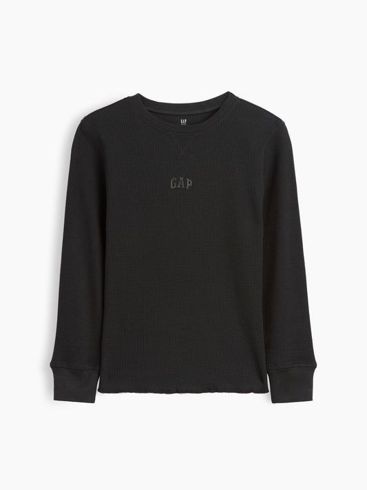 Siyah Gap Mini-logo Waffle-knit T-shirt