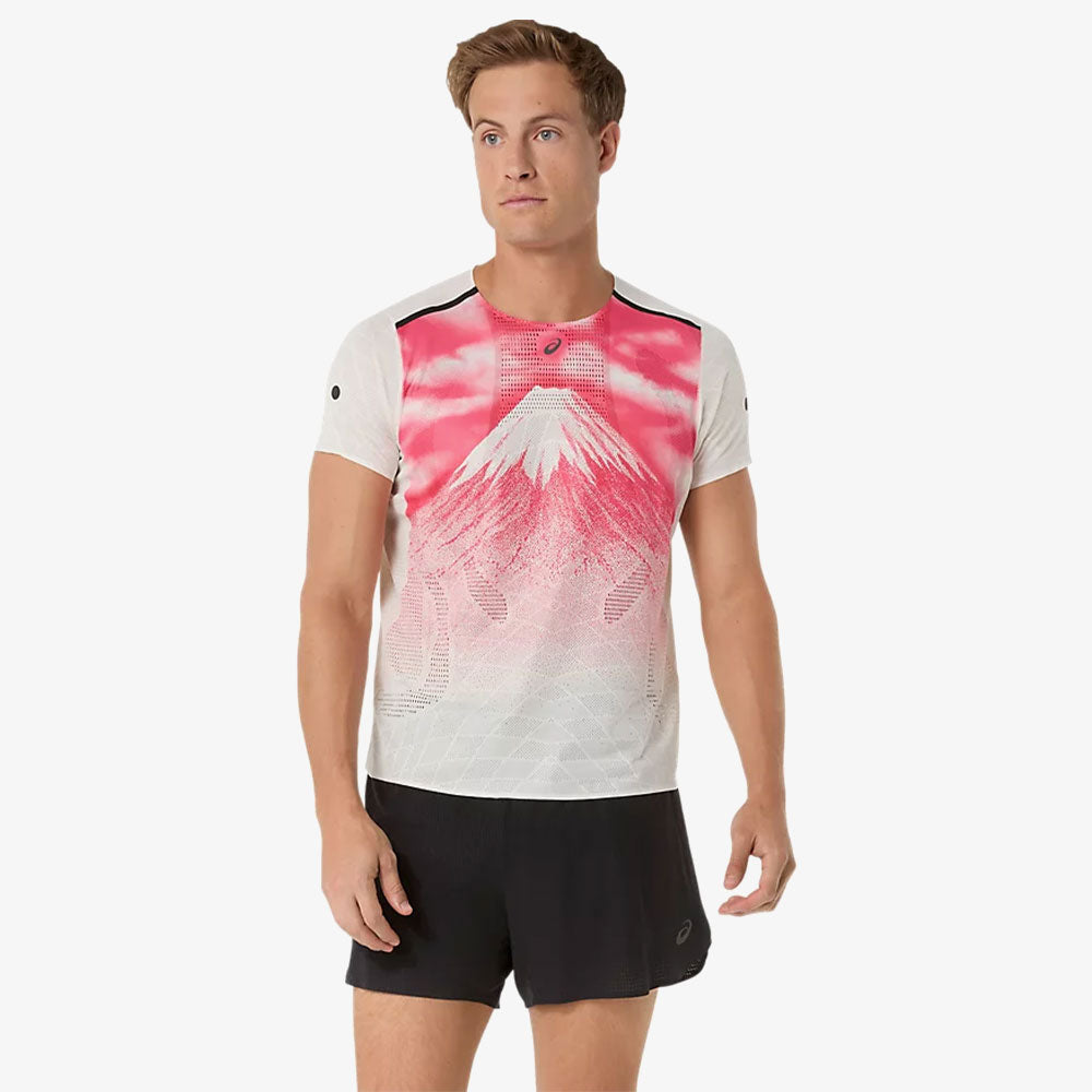 Asics Fujitrail Elite Graphic Ss Top Erkek Krem T-shirt