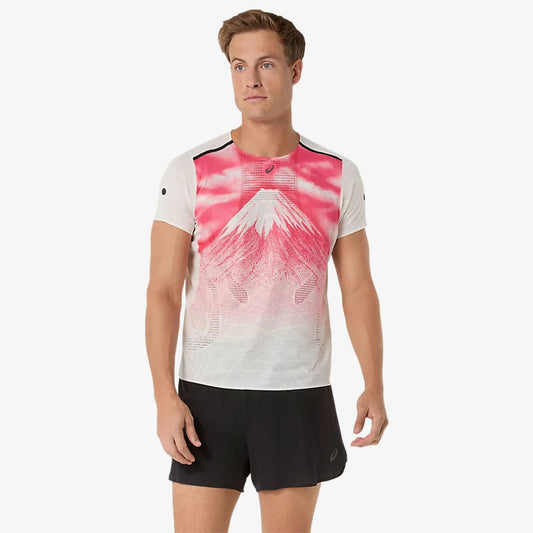Asics Fujitrail Elite Graphic Ss Top Erkek Krem T-shirt