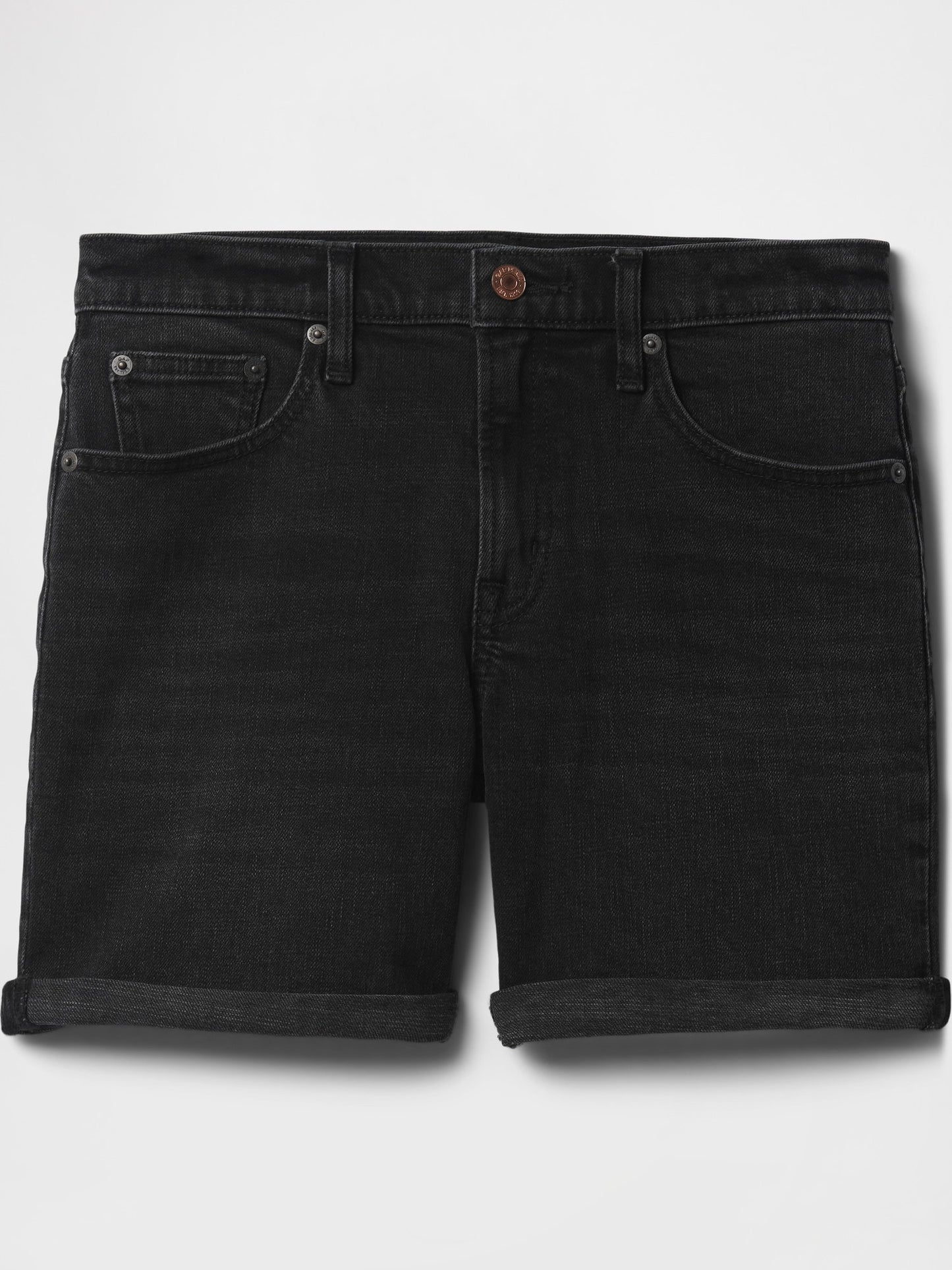 Siyah 5 Mid Rise Denim Girlfriend Şort