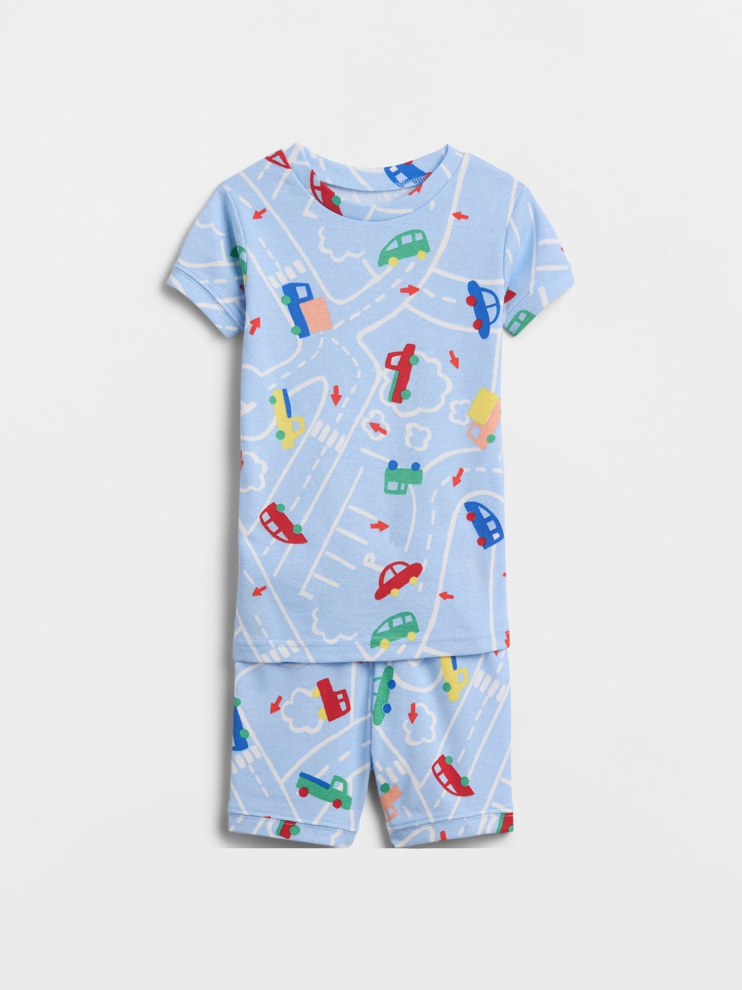 Açık Mavi %100 Organik Pamuk Roadway Pijama Takımı