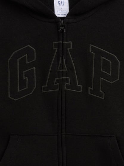 Siyah Relaxed Gap Logo Fermuarlı Sweatshirt