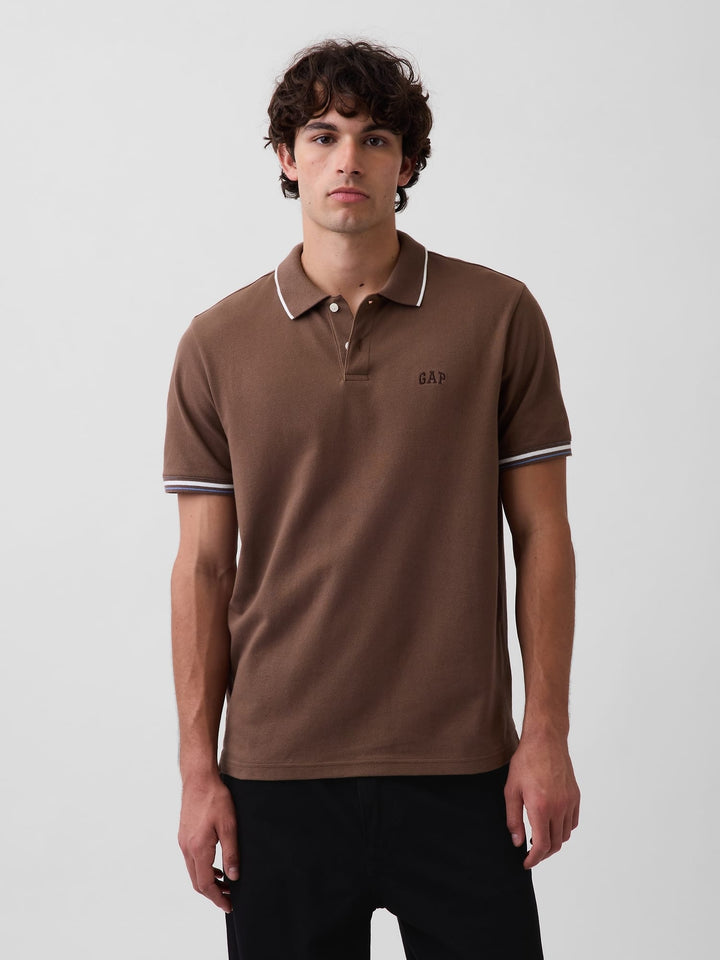 Kahverengi Gap Logo Piqué Polo Yaka T-shirt