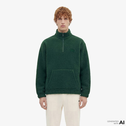 Lacoste Erkek Loose Fit Yarım Fermuarlı Yeşil Sweatshirt