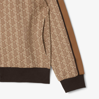 Lacoste Erkek Regular Fit Dik Yaka Monogram Kahverengi Sweatshirt