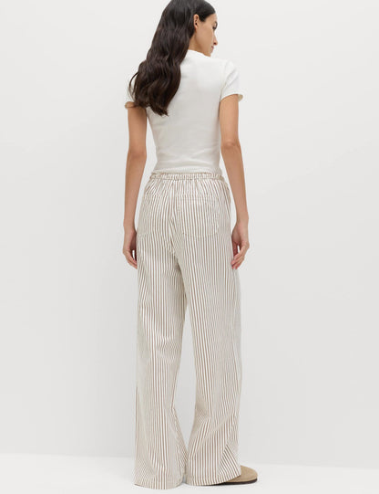 Denim Büzgülü Wide Leg Pantolon