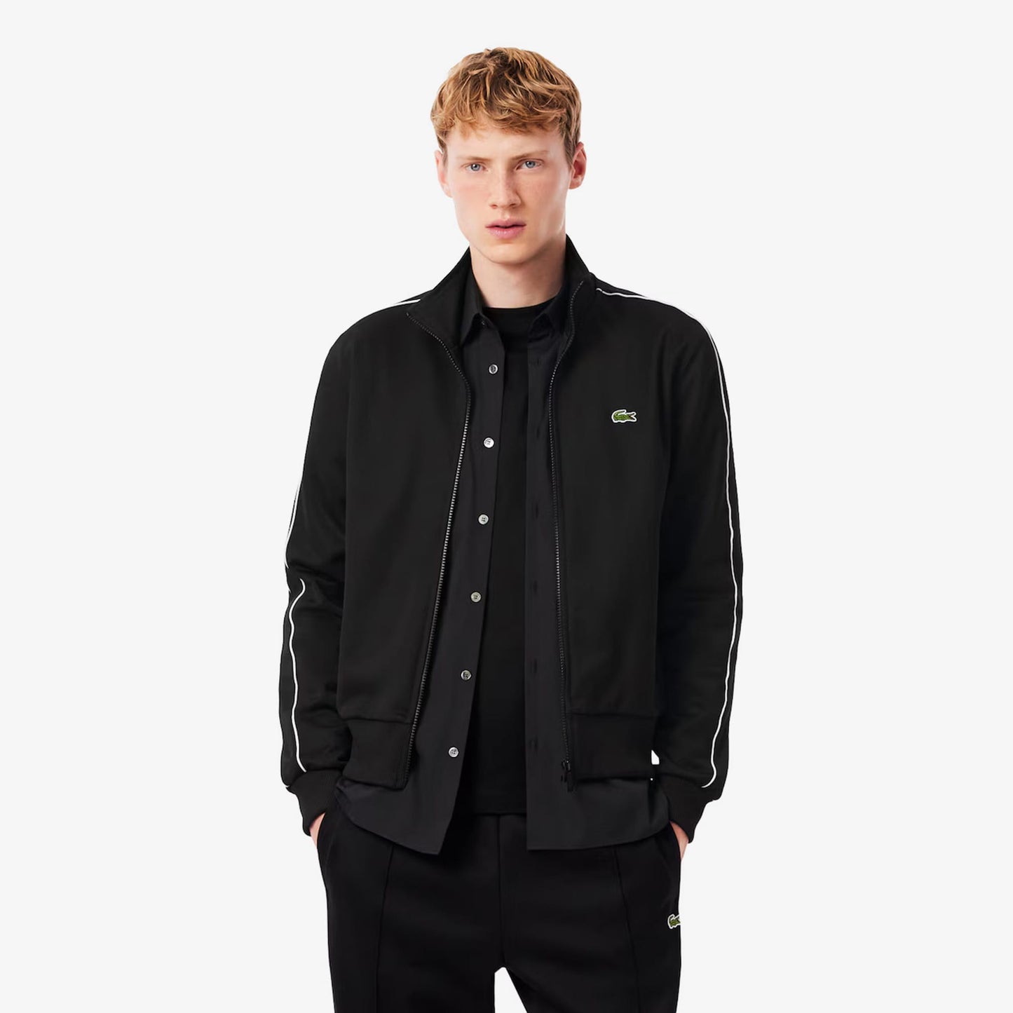 Lacoste Paris Piqué Zip Front Track Erkek Siyah Ceket
