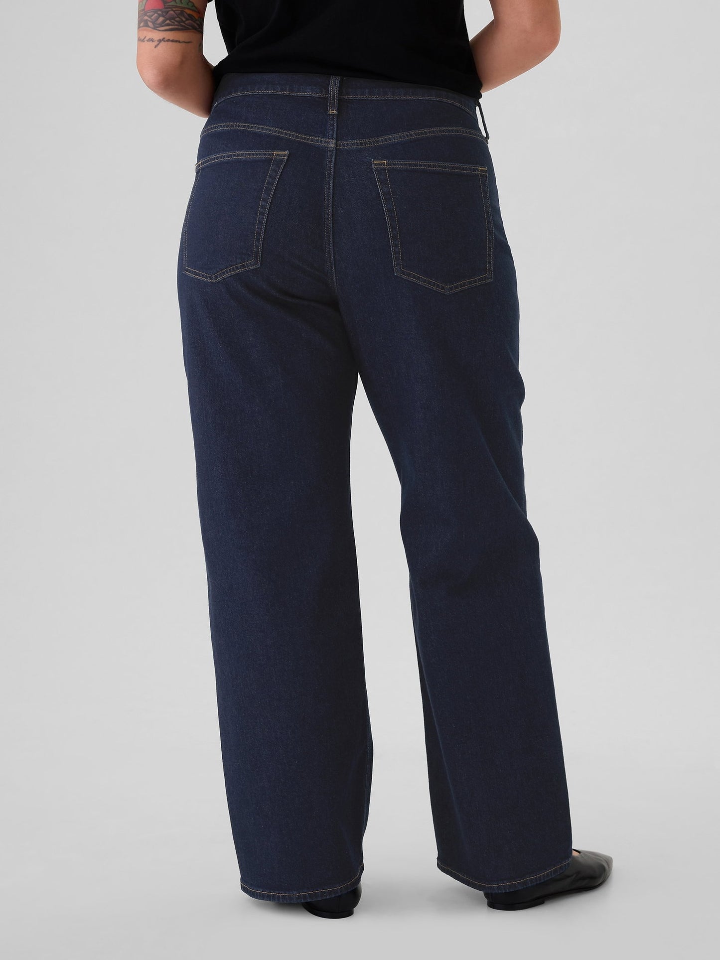 Koyu Mavi Mid Rise '90s Loose Jean Pantolon