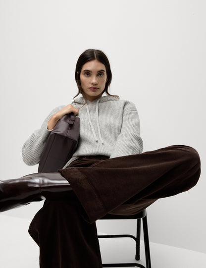 Kapüşonlu Örme Sweatshirt